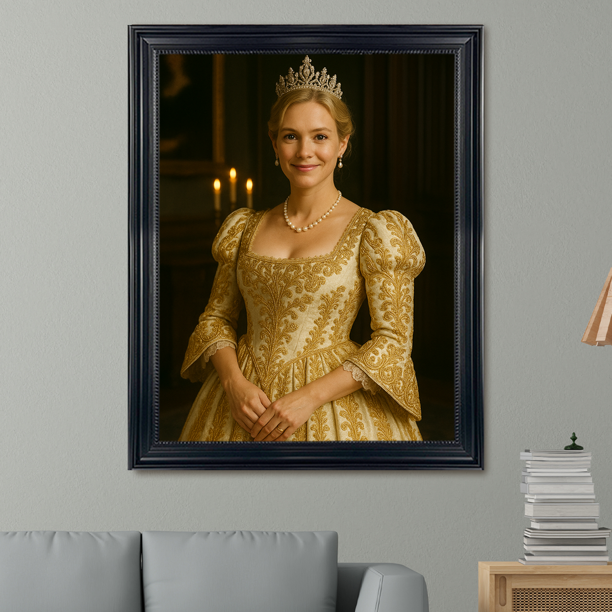 Image of Prezent dla żony – personalizowany portret królewski na płótnie w eleganckim stylu