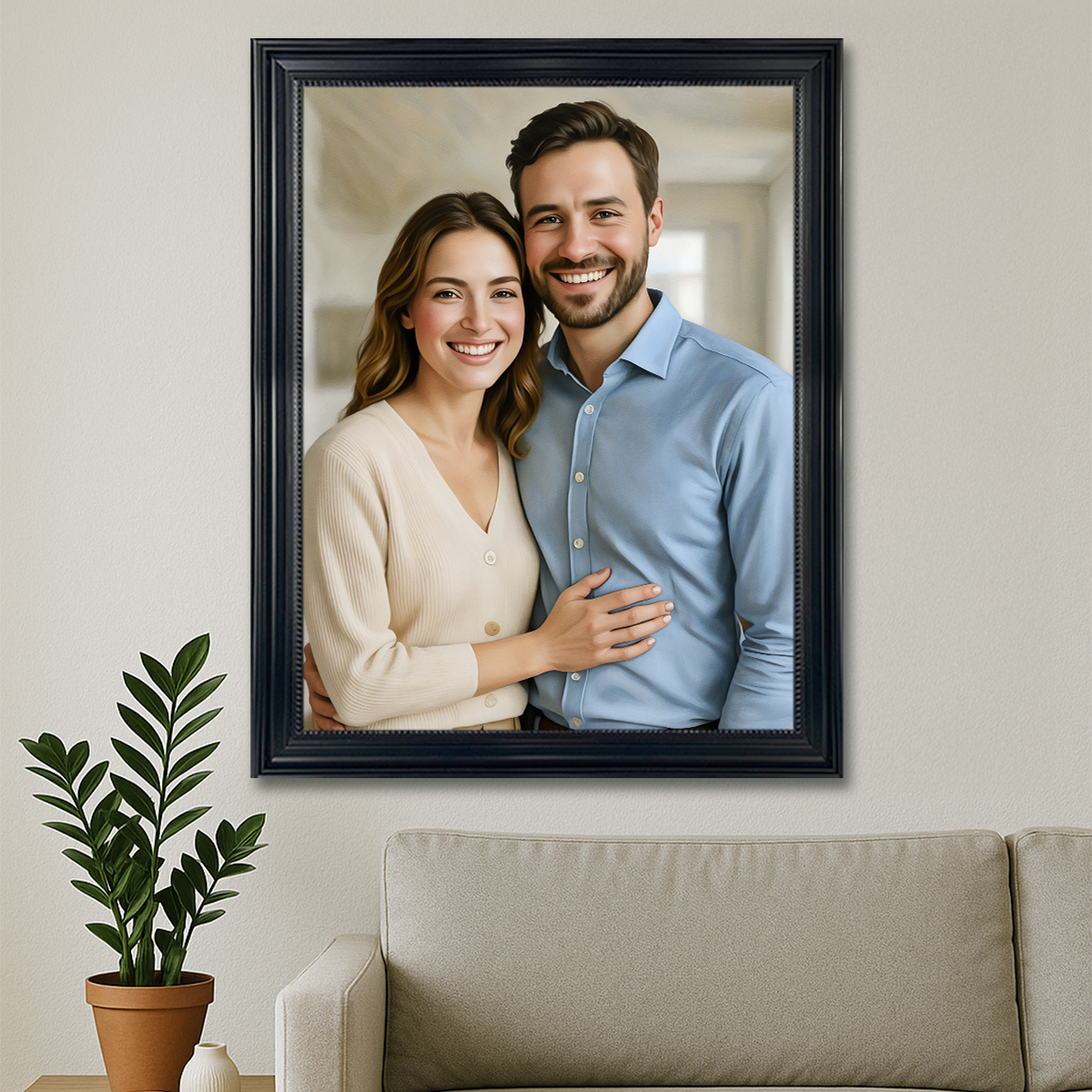 Image of Prezent dla pary – personalizowany portret ze zdjęcia na płótnie w eleganckim stylu klasycznym