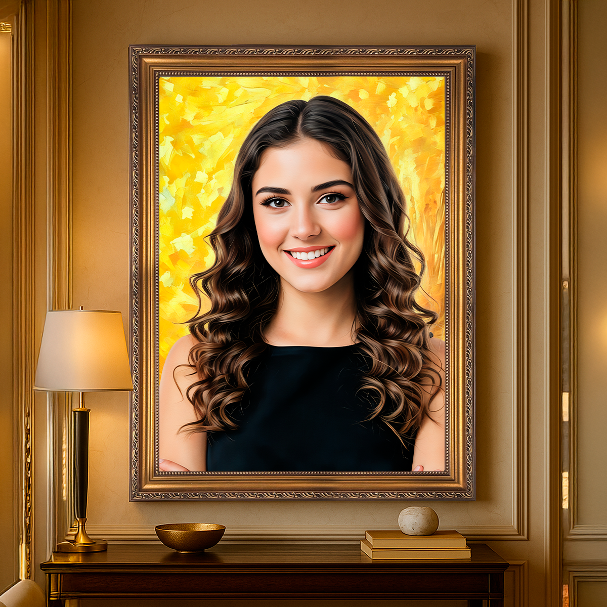 Image of Prezent dla niej – personalizowany portret kobiety na płótnie ze zdjęcia w eleganckim stylu klasycznym