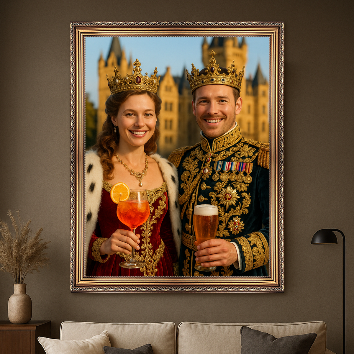 Image of Prezent dla pary – personalizowany portret królewski ze zdjęcia na płótnie dla niej i dla niego