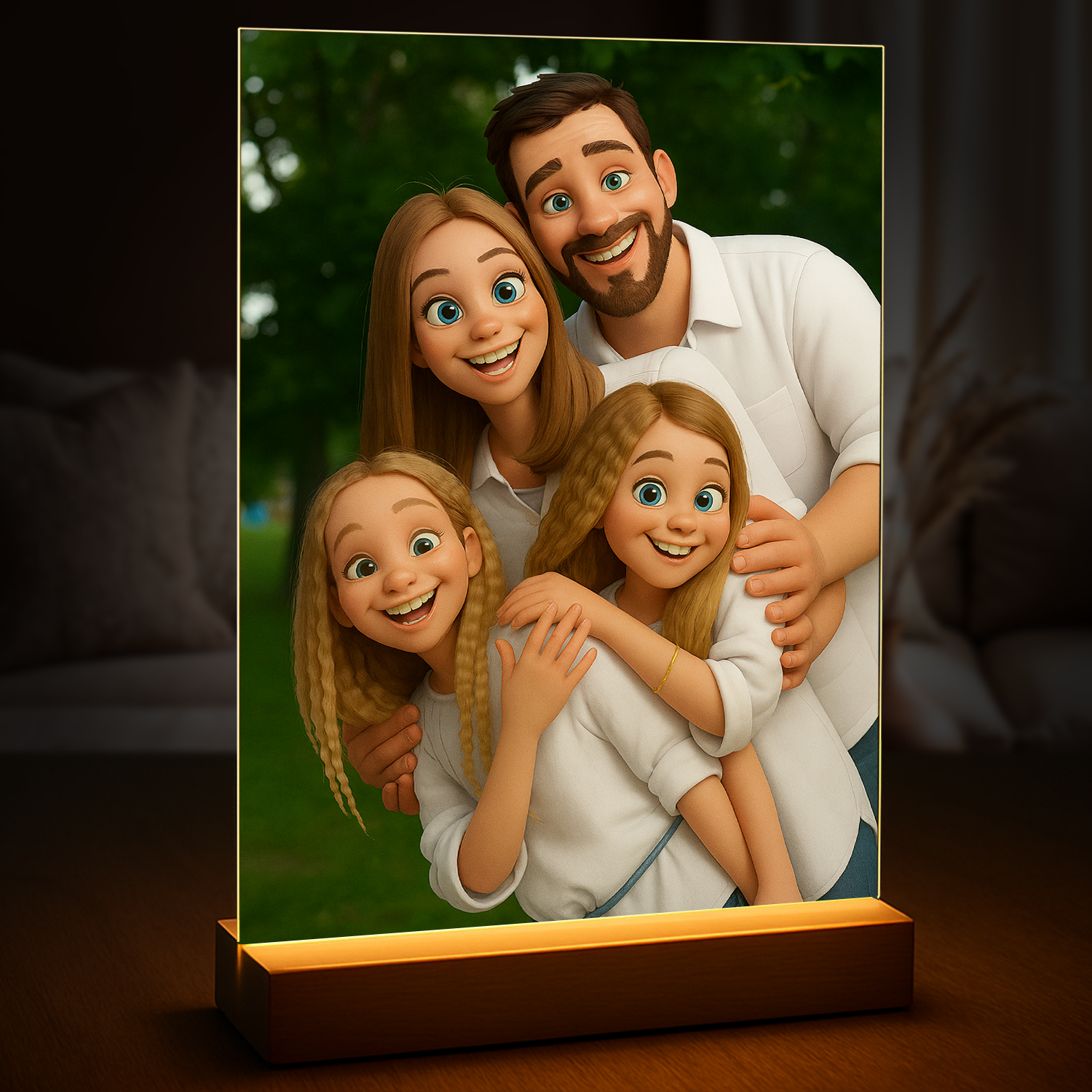 Image of Personalizowany portret rodziny ze zdjęcia, stylizowany obraz rodziców z dziećmi, wyjątkowy prezent dla mamy i taty