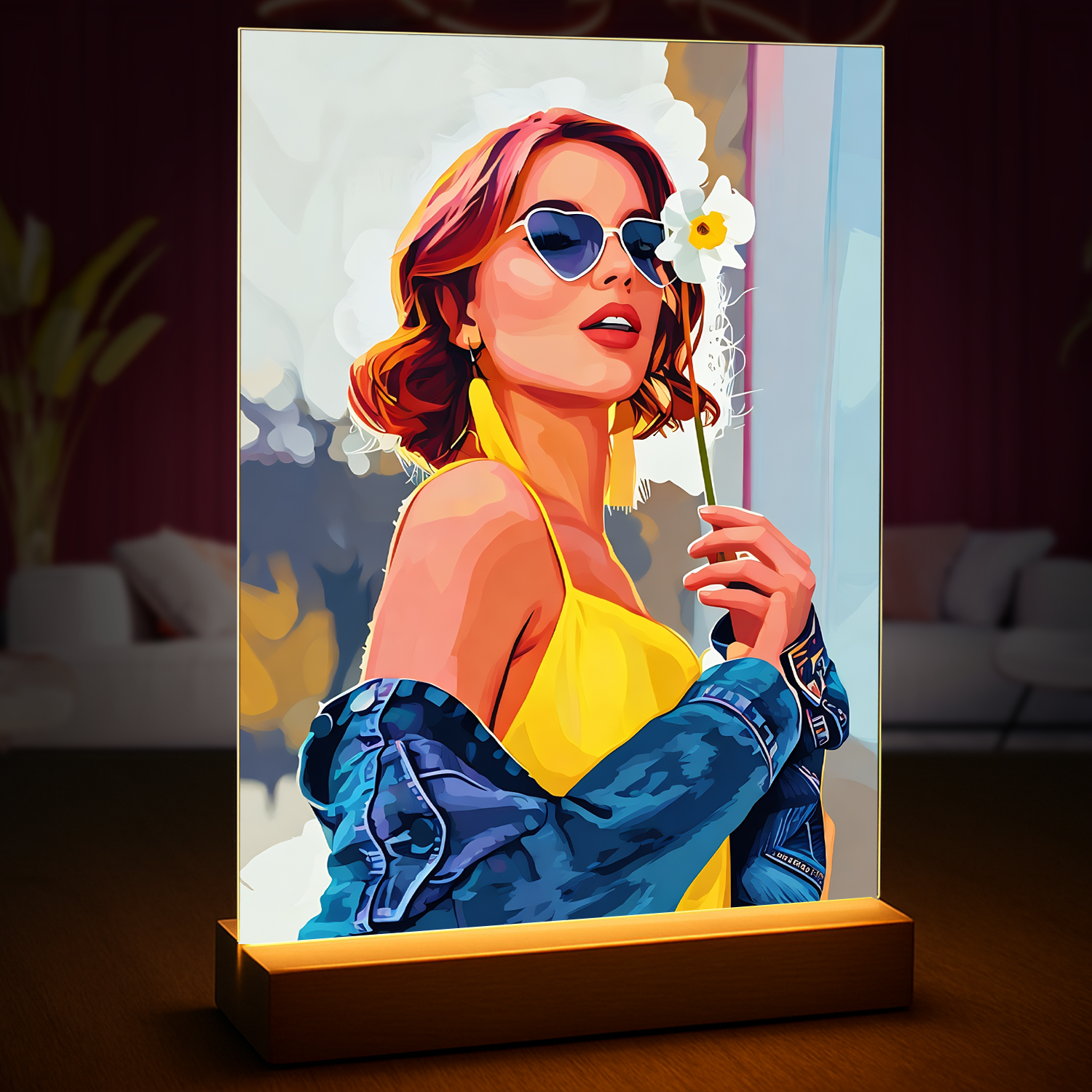 Image of Prezent dla dziewczyny – portret ze zdjęcia na szkle akrylowym w stylu artystycznym