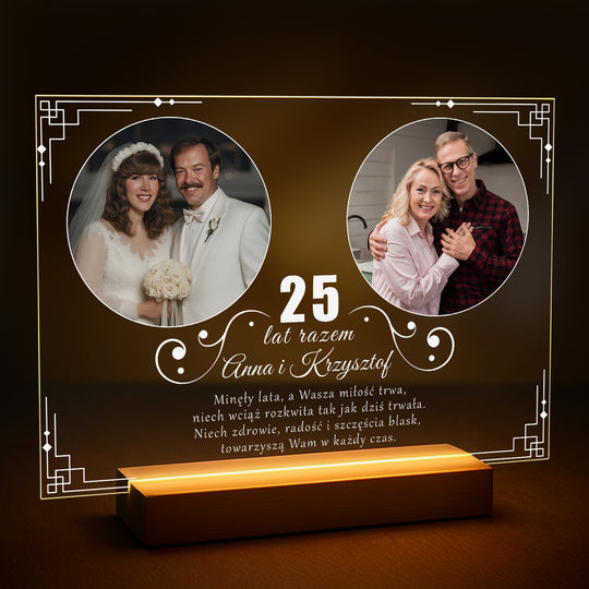 25 lat razem zdjęcia + tekst - druk na szkle z Twojego zdjęcia