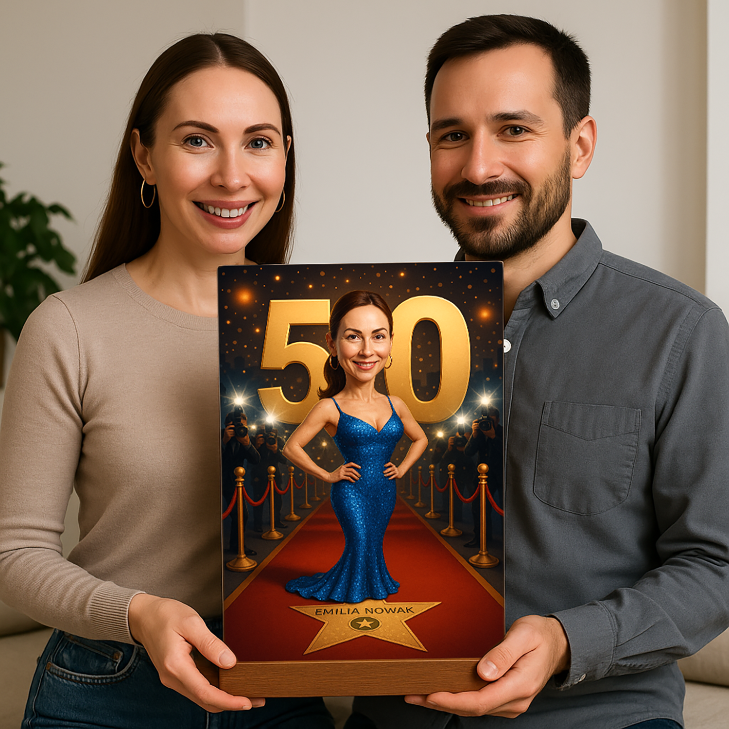 Image of Karykatura na 50. - druk na szkle, portret z Twojego zdjęcia