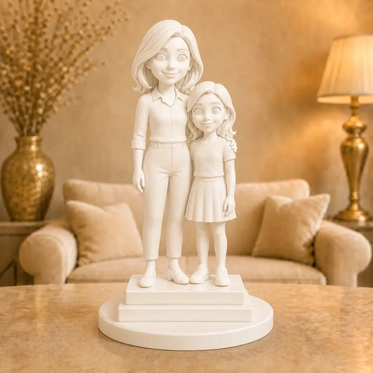 Wyjątkowy prezent dla mamy i córki – personalizowana figurka 3D Karykatura Dwa pokolenia