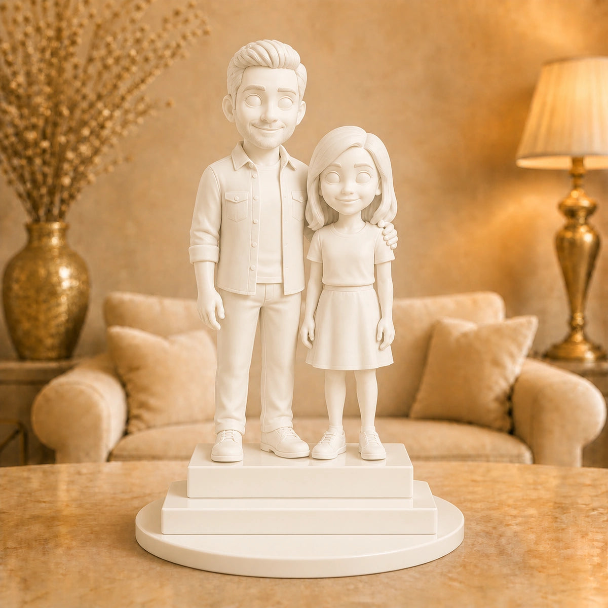Image of Bajkowa figurka 3D taty i córki stworzona ze zdjęcia – pamiątka wyjątkowej więzi