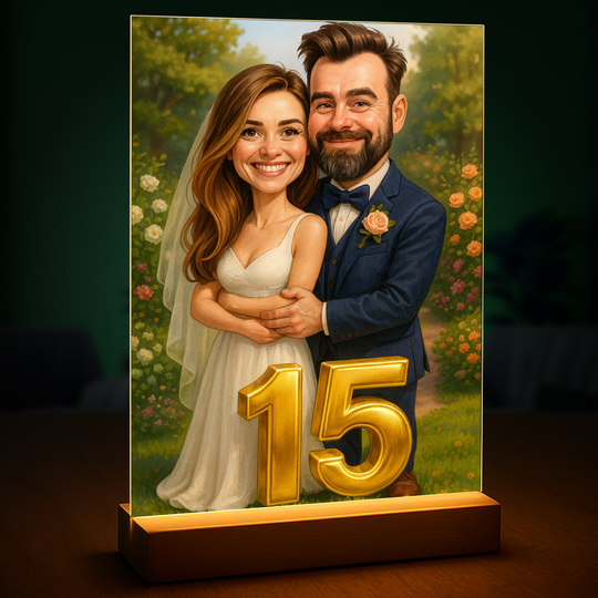 Ilustracja z okazji 15 rocznicy - druk na szkle, portret z Twojego zdjęcia