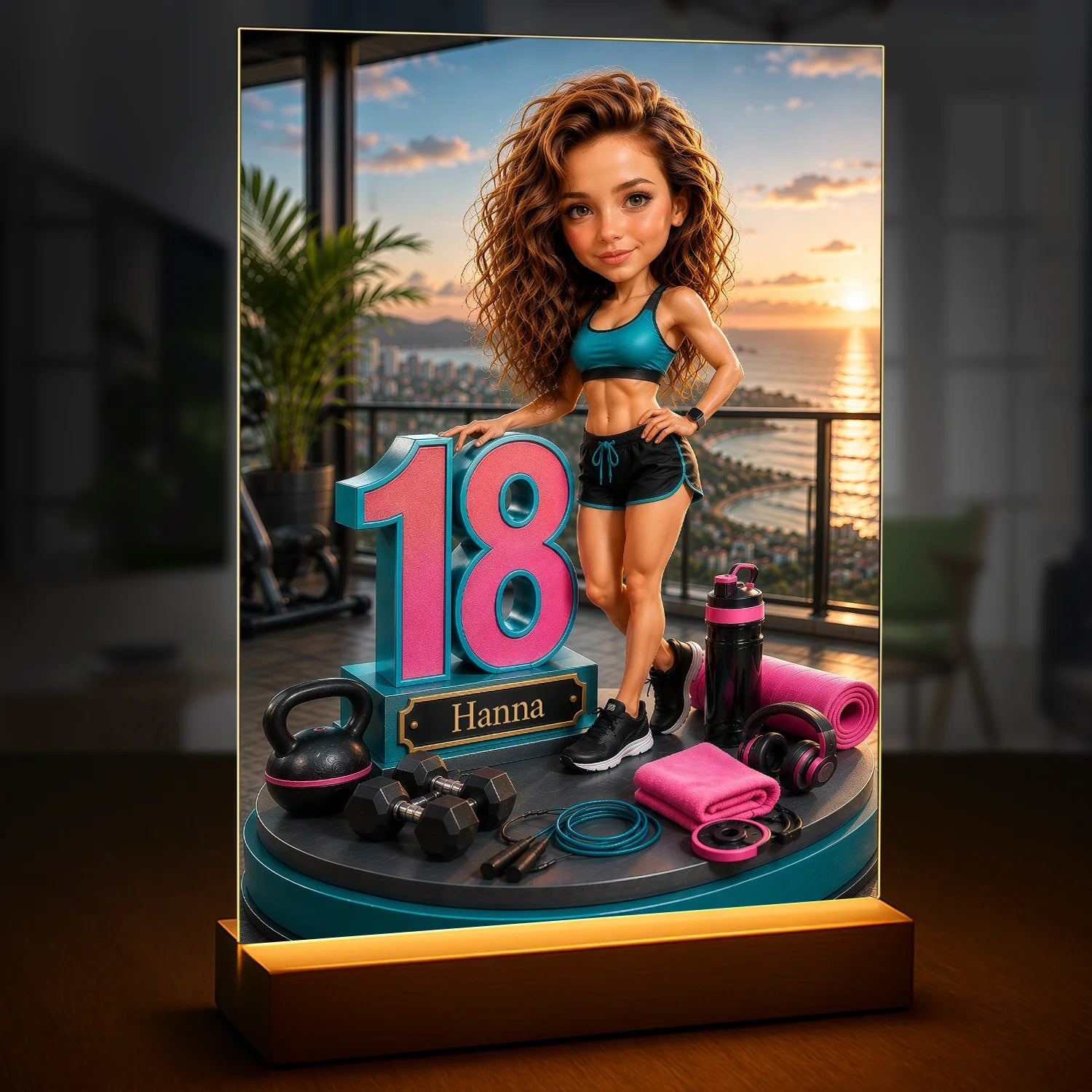 Image of Personalizowany portret na szkle na 18. urodziny dla dziewczyny wykonany ze zdjęcia