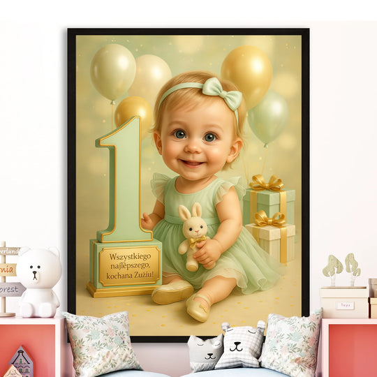 Pierwsze urodziny - plakat z Twojego zdjęcia
