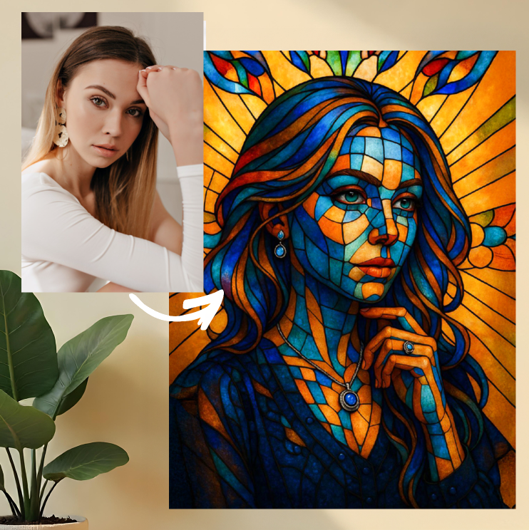 Portret w stylu mozaiki - obraz na płótnie z Twojego zdjęcia