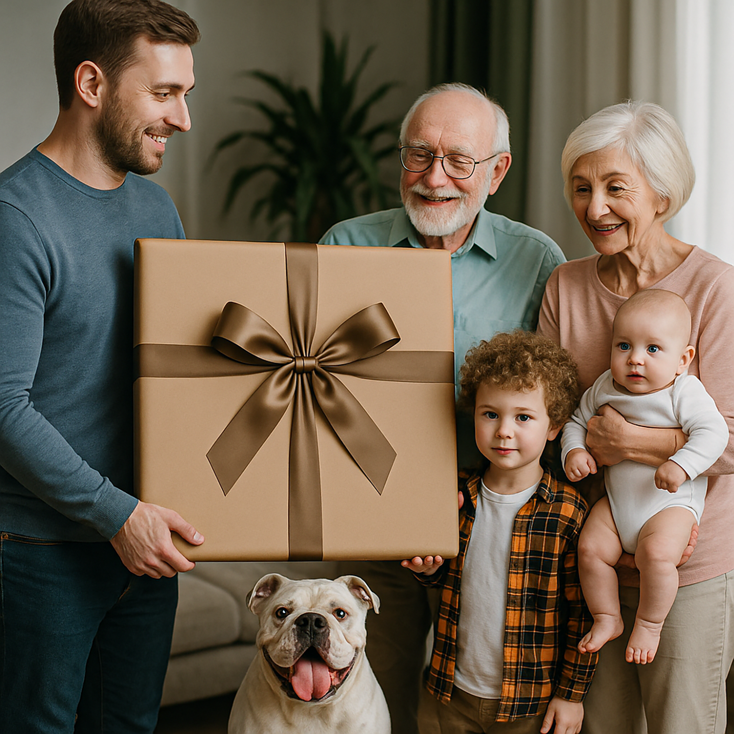 Image of Ilustracja dziadków z wnukami - obraz na płótnie z Twojego zdjęcia