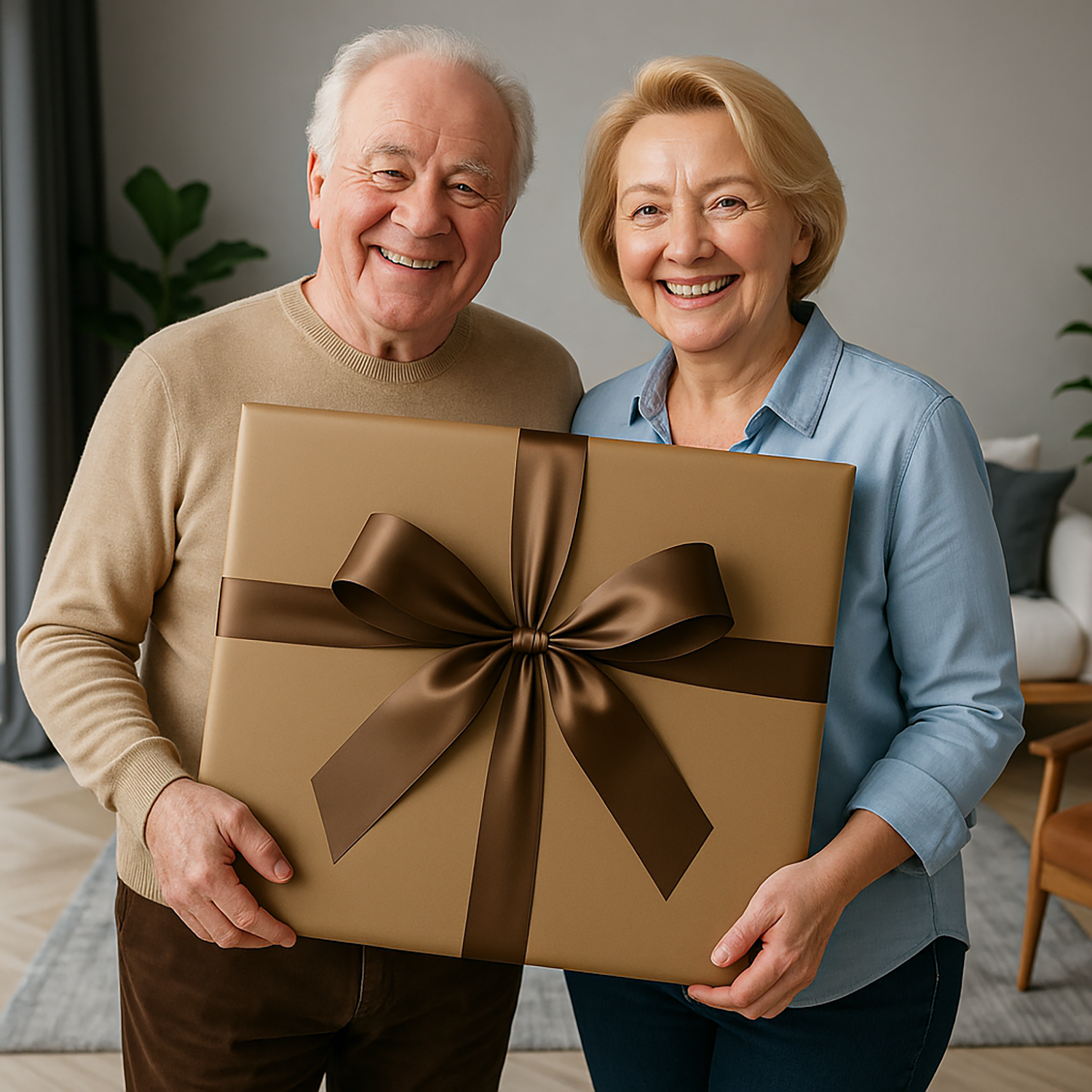 Świąteczna karykatura małżonków - obraz na płótnie z Twojego zdjęcia