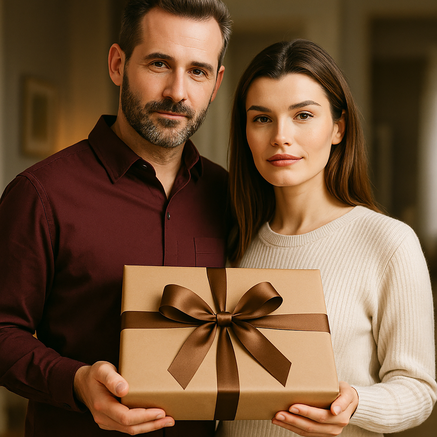 Image of Karykatura pary w Nowy Rok - druk na szkle, portret z Twojego zdjęcia