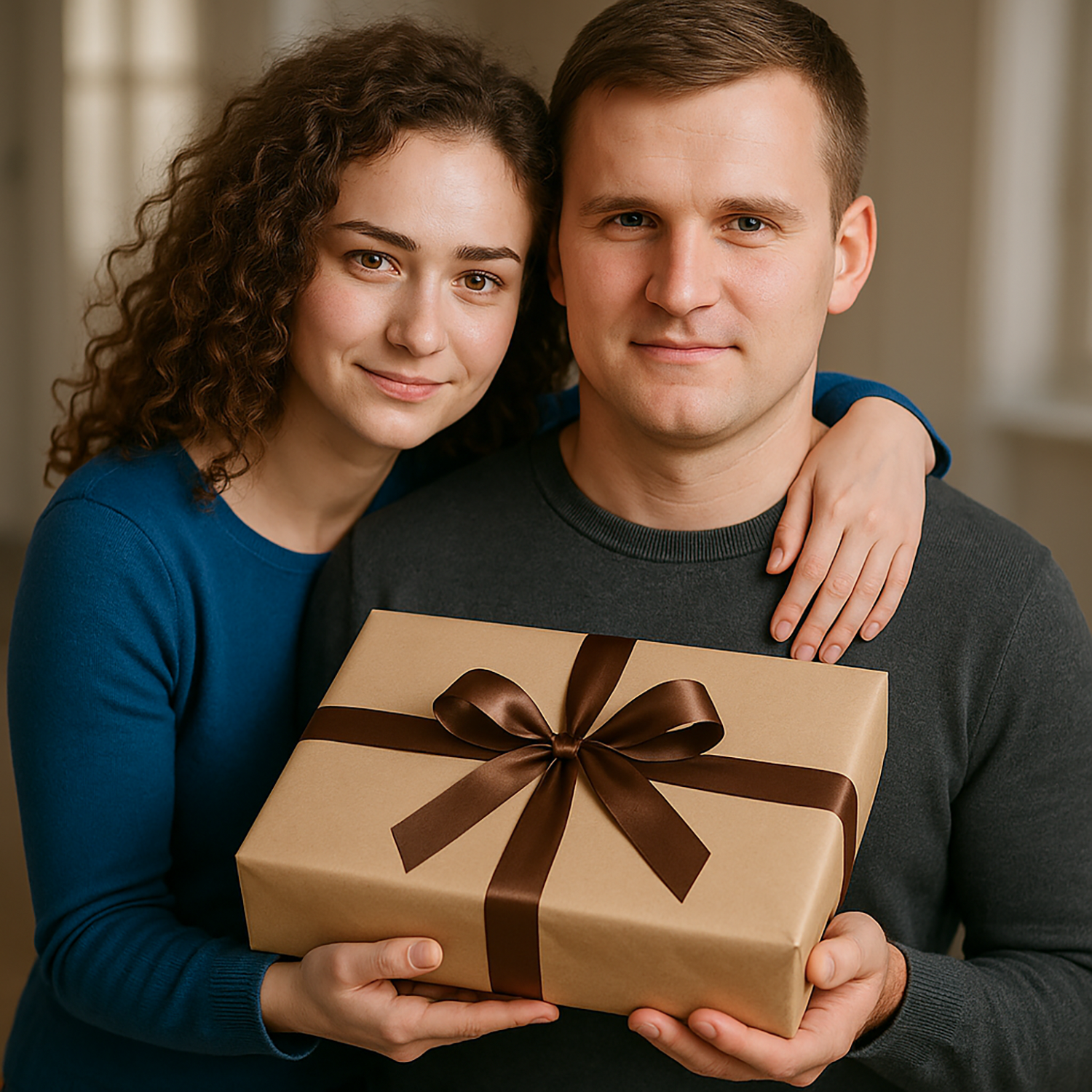 Para na sankach karykatura - druk na szkle, portret z Twojego zdjęcia