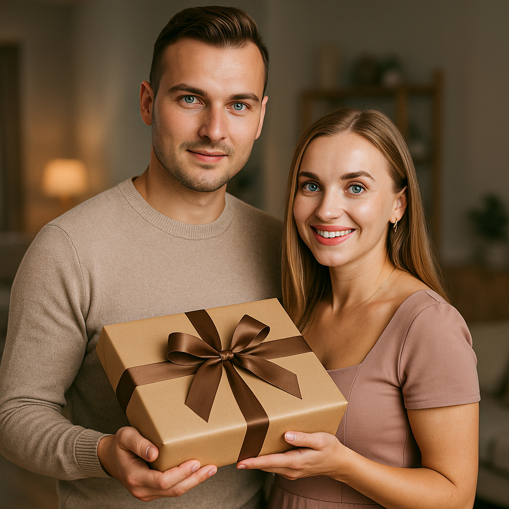 Świąteczny czas pary karykatura - druk na szkle, portret z Twojego zdjęcia