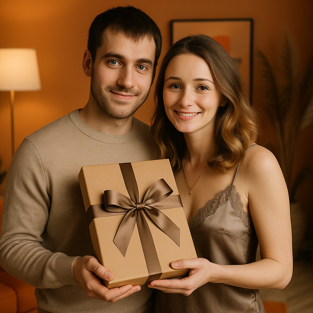 Świąteczna miłość karykatura - druk na szkle, portret z Twojego zdjęcia