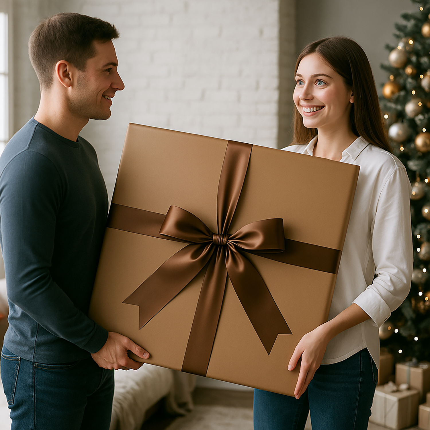 Image of Dziewczyna w czapce Mikołaja karykatura - plakat z Twojego zdjęcia