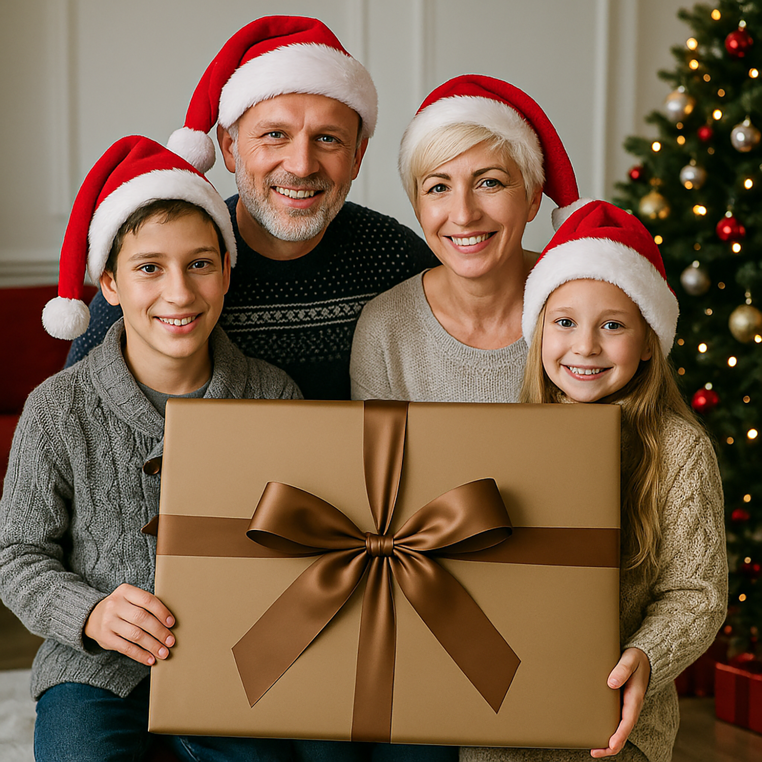 Z dziadkami w święta - obraz na płótnie z Twojego zdjęcia