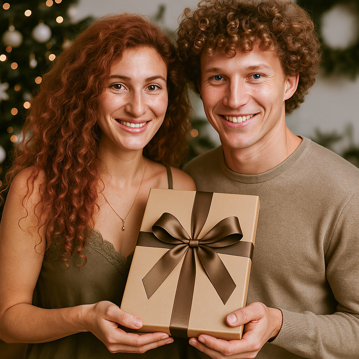 Ilustracja świąteczna zakochanych - druk na szkle, portret z Twojego zdjęcia