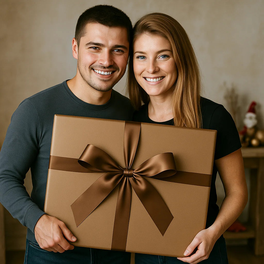 Image of Para świąteczna w komiksowym stylu - plakat z Twojego zdjęcia