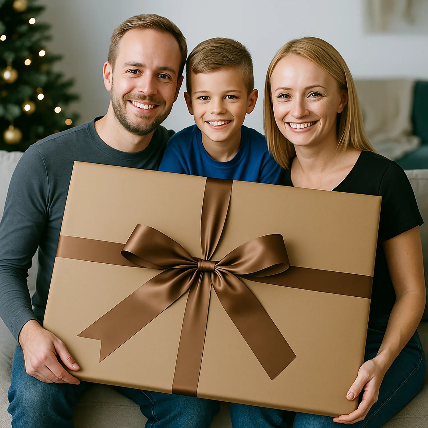 Image of Świąteczna ilustracja rodziny - obraz na płótnie z Twojego zdjęcia