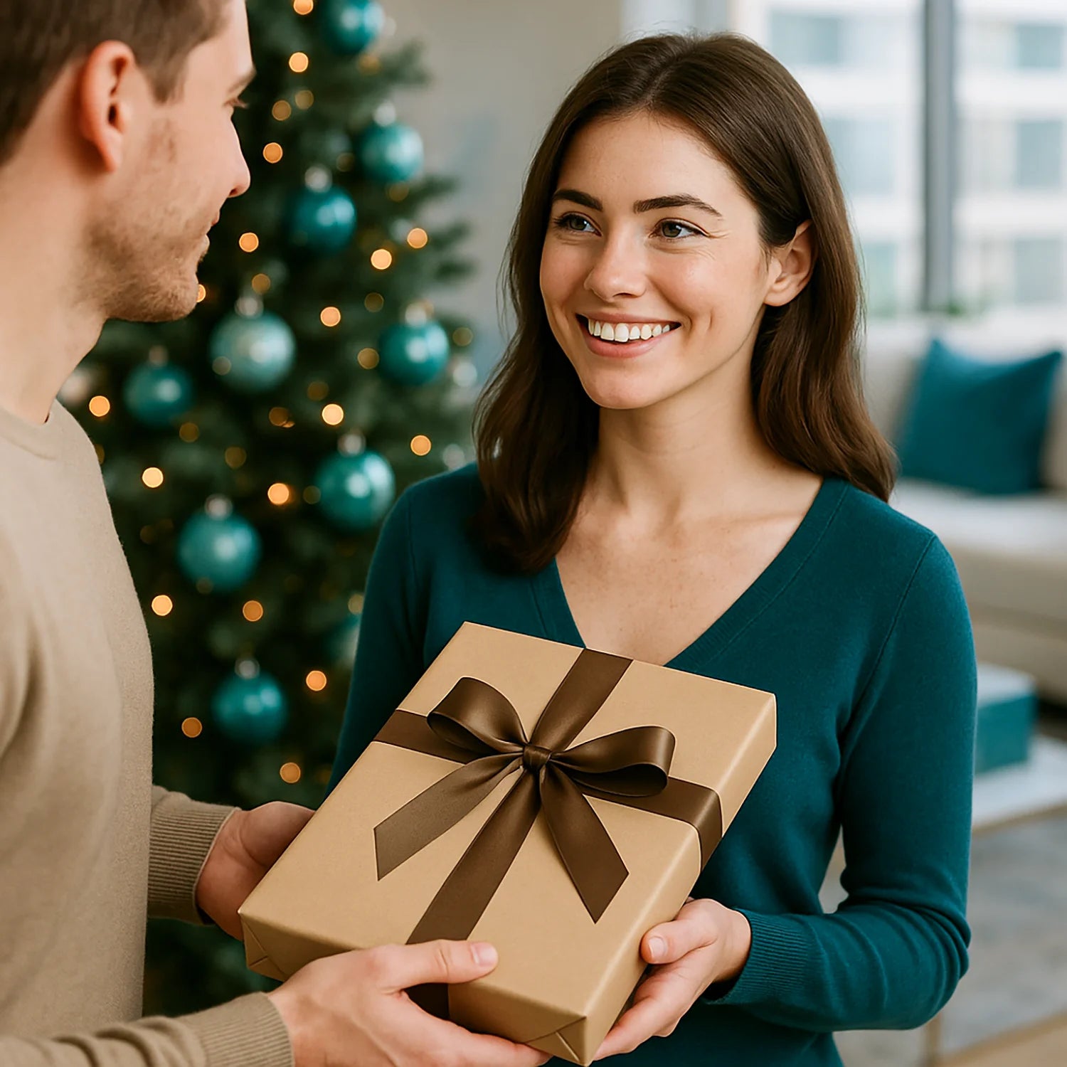 Image of Dziewczyna i bałwan - druk na szkle, portret z Twojego zdjęcia