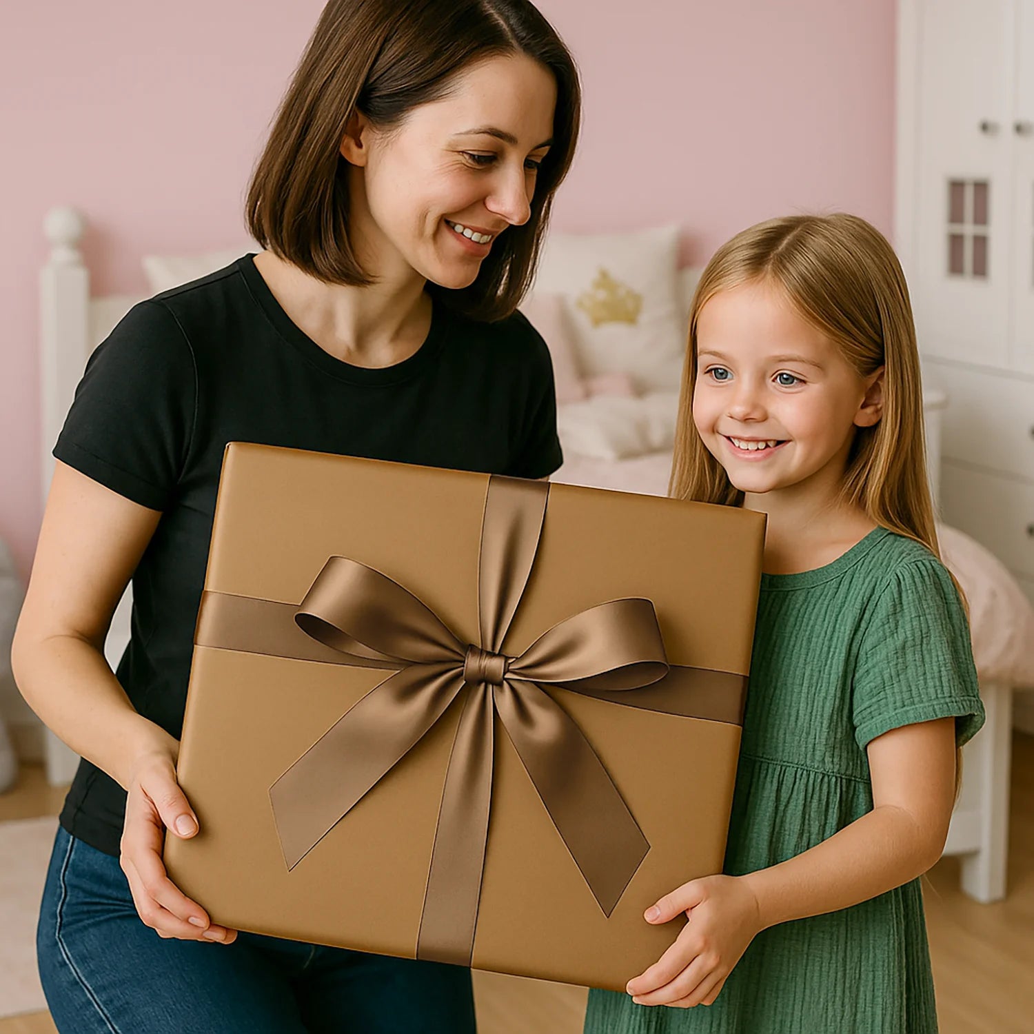 Image of Portret małej księżniczki + napis - obraz na płótnie z Twojego zdjęcia