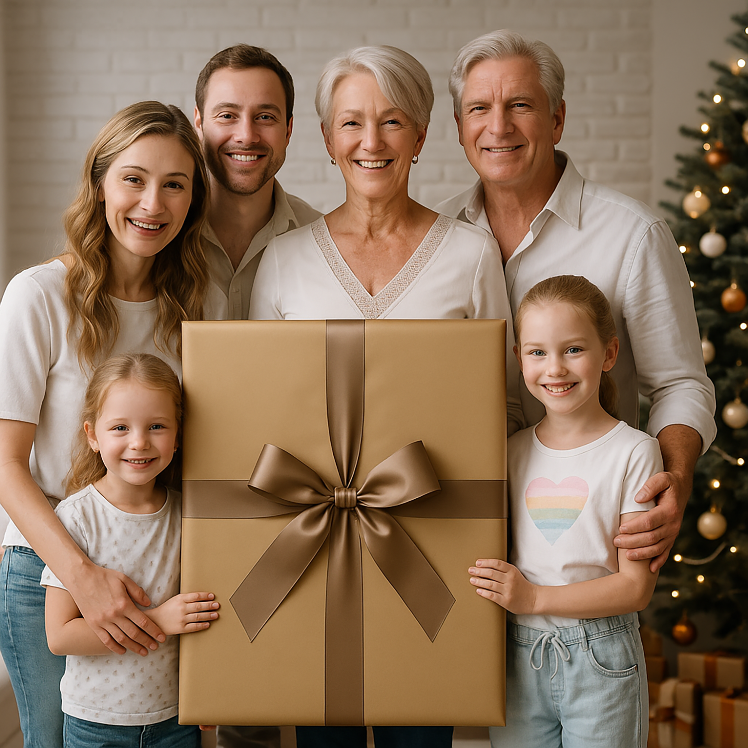 Image of Świąteczna ilustracja całej rodziny - obraz na płótnie z Twojego zdjęcia