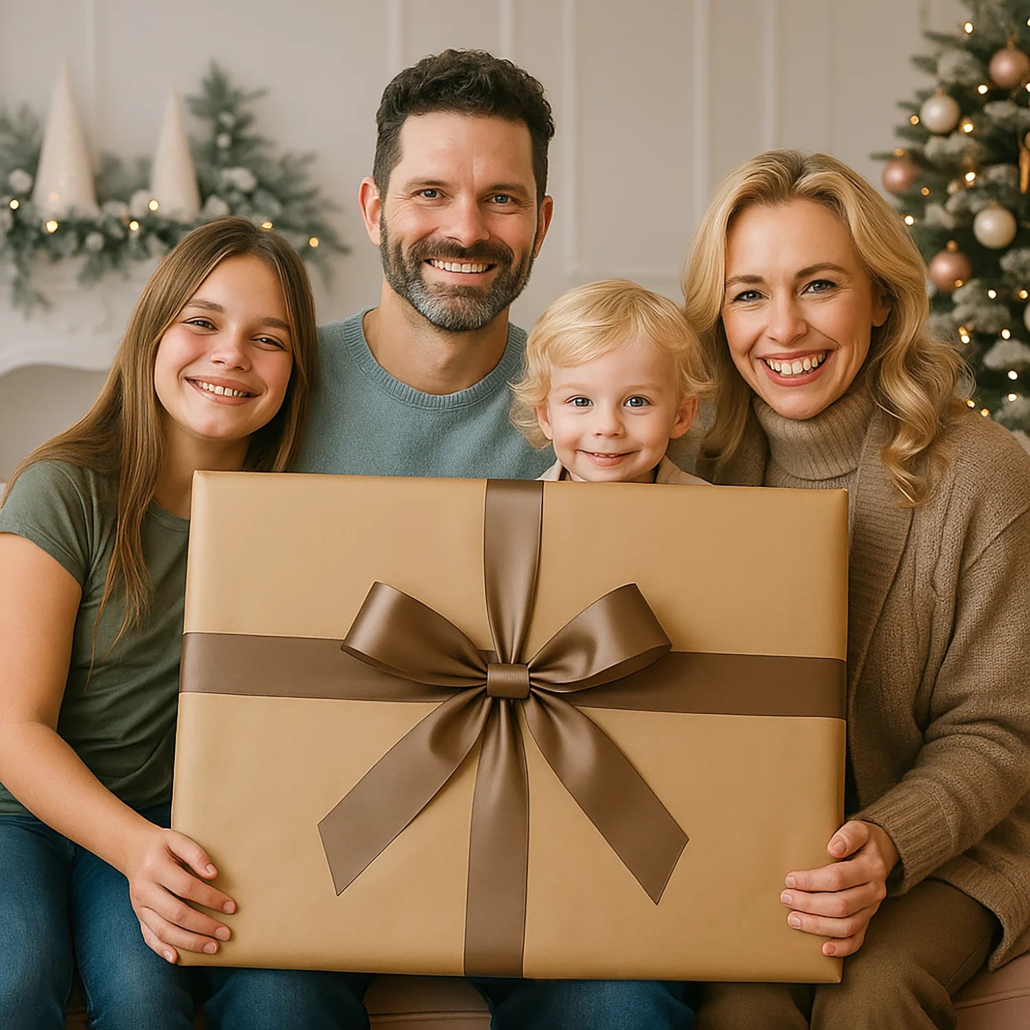 Image of Rodzina na sankach - obraz na płótnie z Twojego zdjęcia