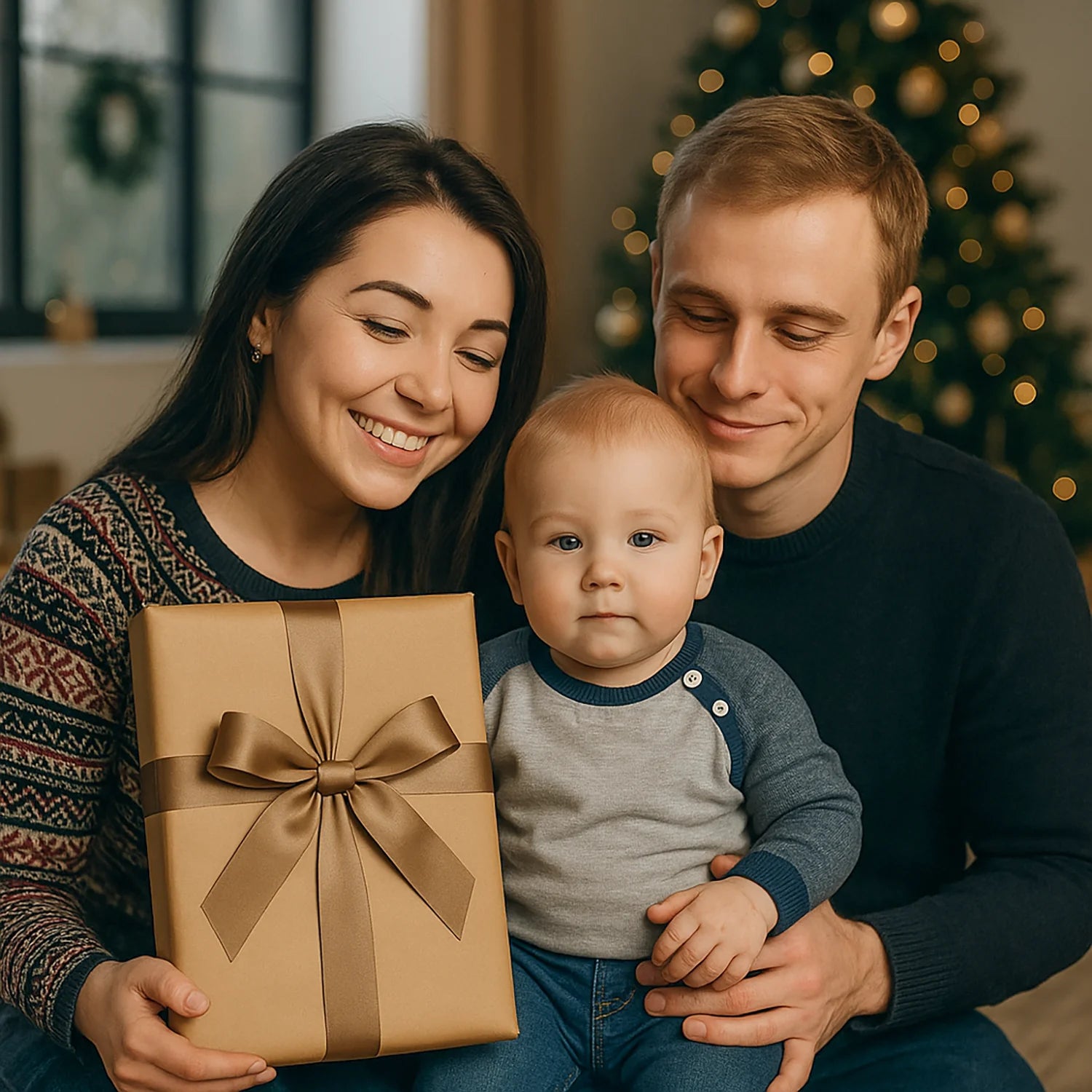 Image of Kolaż + życzenia świąteczne od rodziny - druk na szkle z Twojego zdjęcia