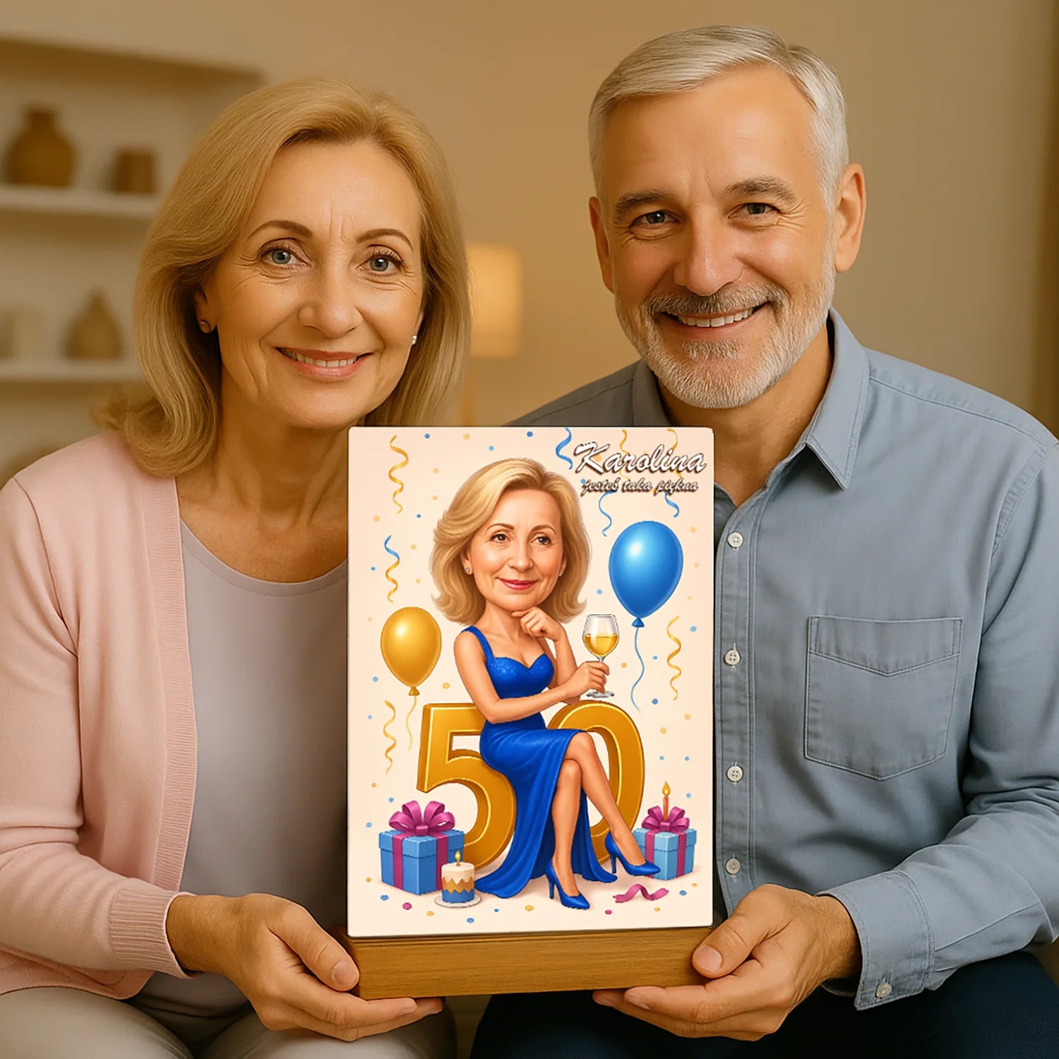 Image of Karykatura na 50. - druk na szkle, portret z Twojego zdjęcia