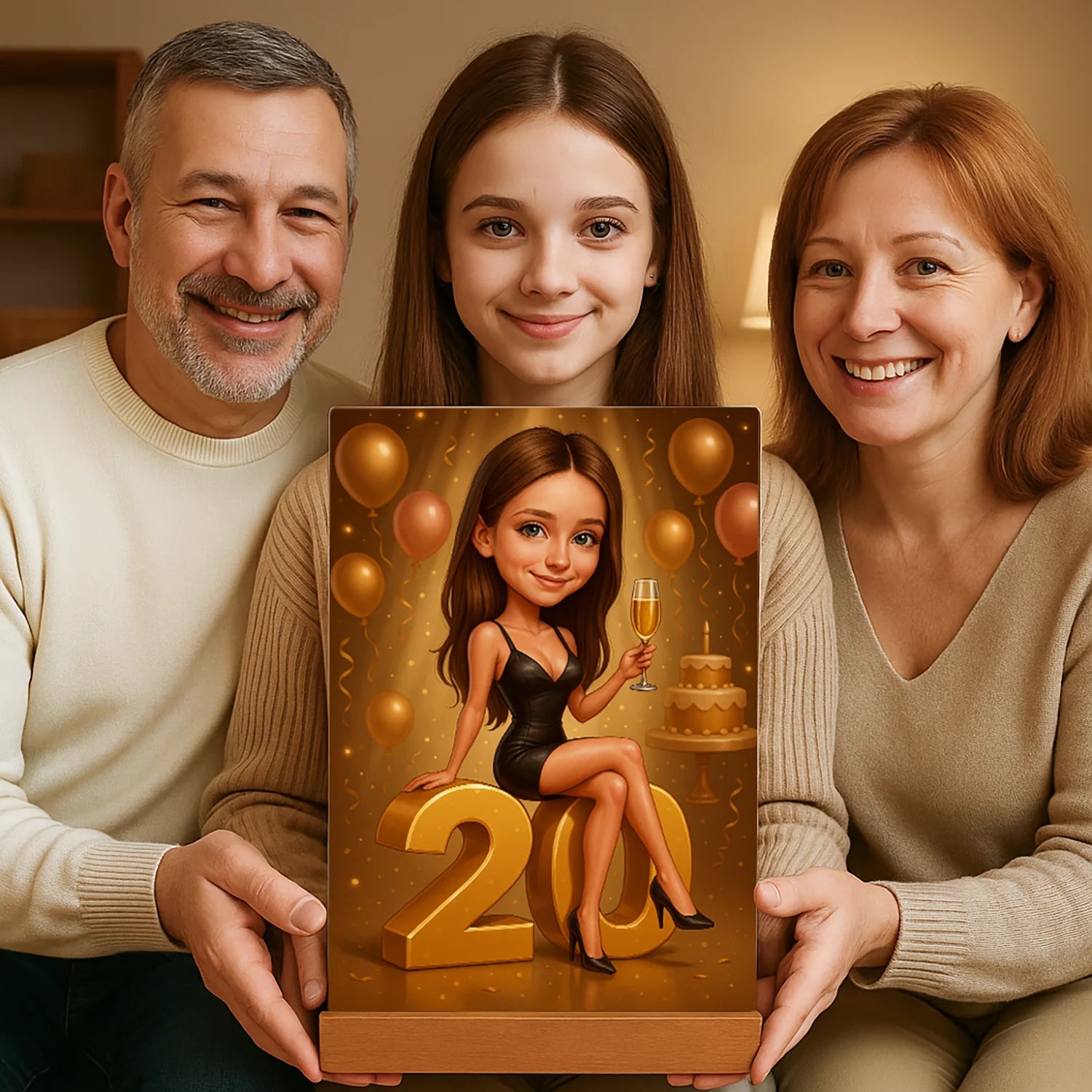 Image of Ilustracja z okazji 20 urodzin - druk na szkle, portret z Twojego zdjęcia