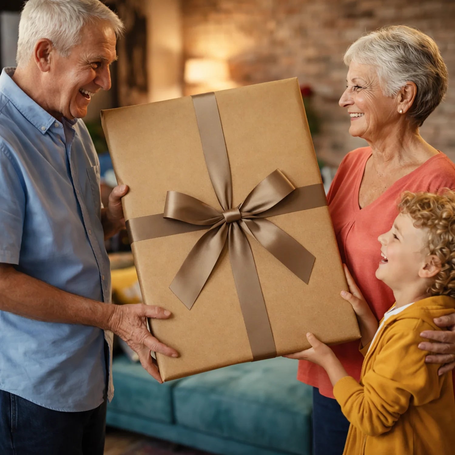 Image of Babcia i wnuk w królewskim stylu - obraz na płótnie z Twojego zdjęcia