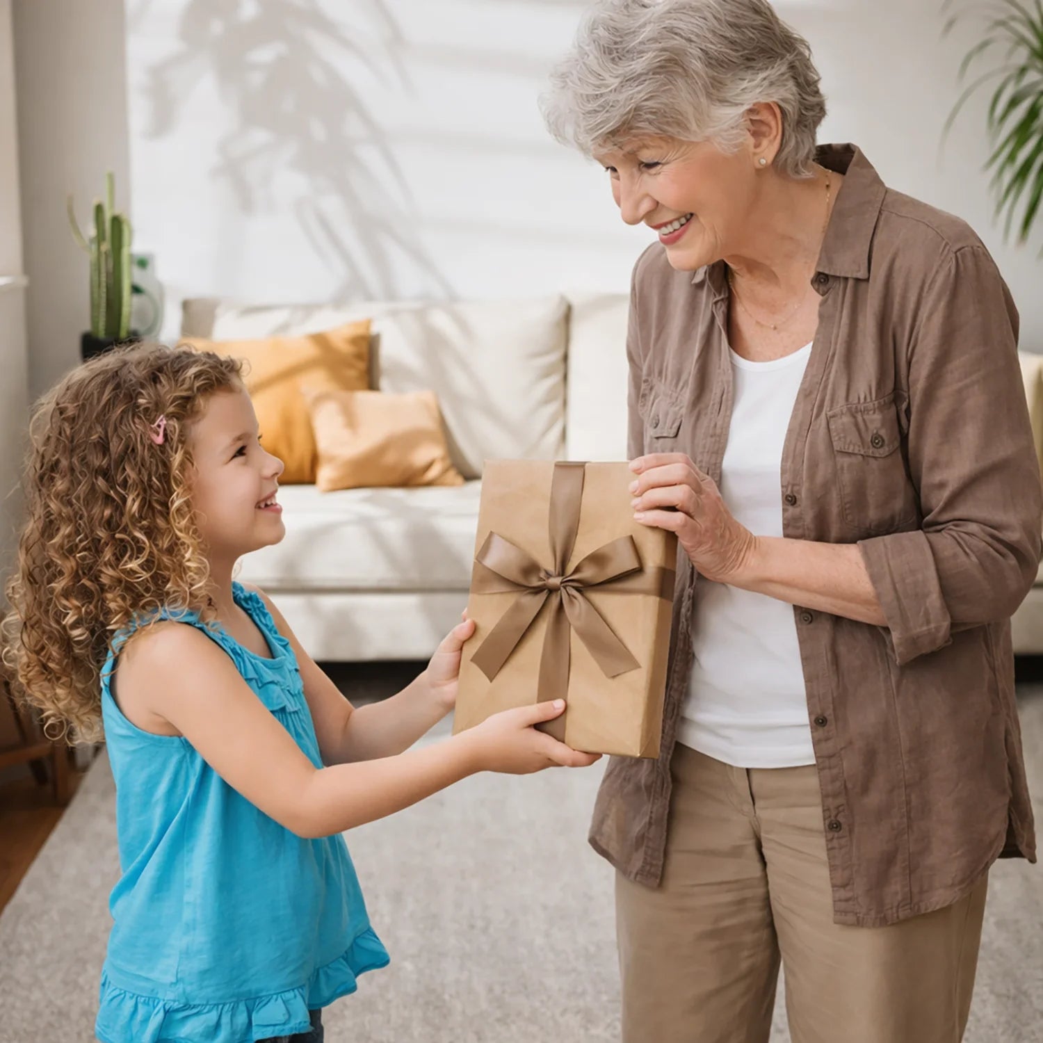 Image of Ilustrowany portret babci i wnuczki - druk na szkle, portret z Twojego zdjęcia