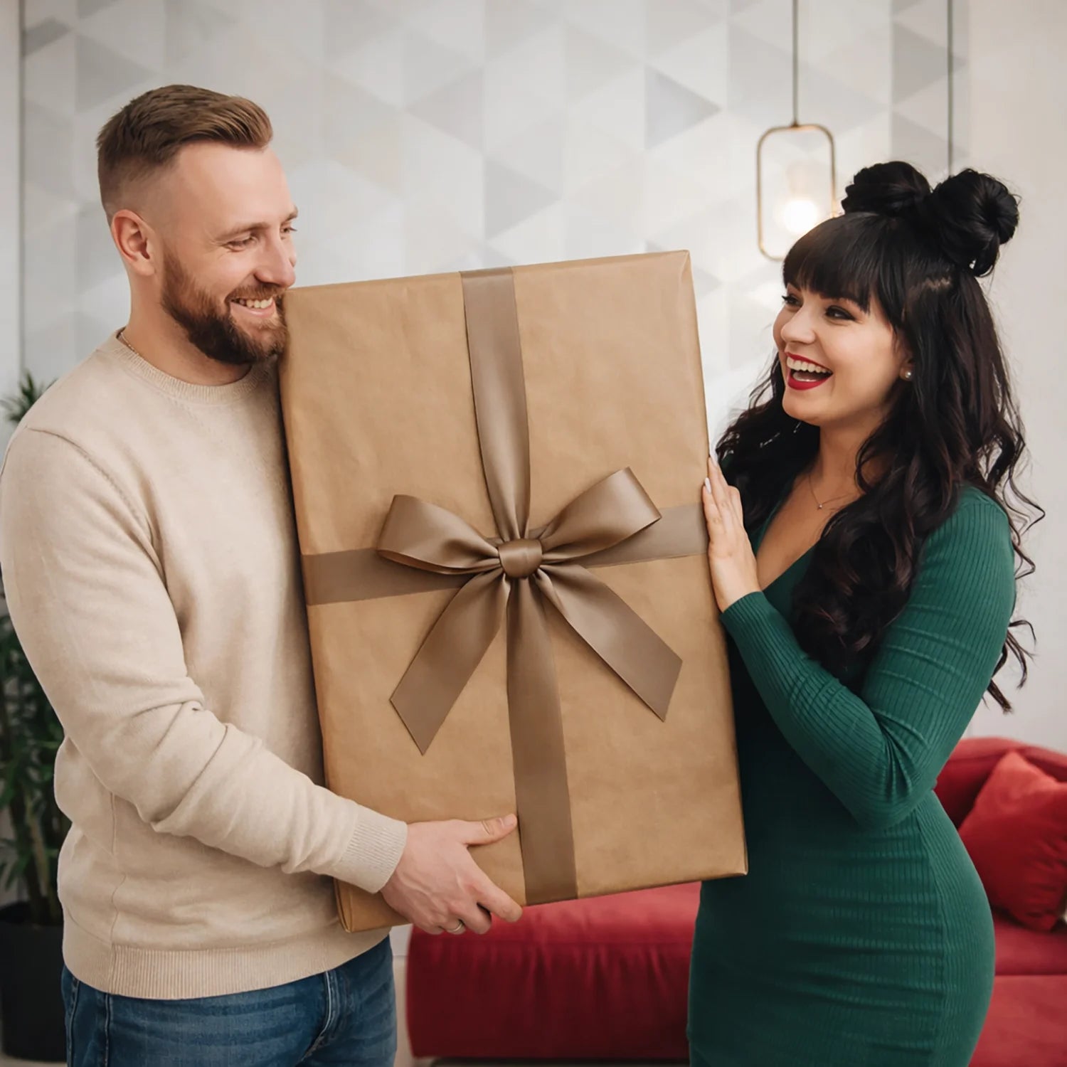 Image of Portret pary w stylu animowanym + imiona - plakat, personalizowany prezent na Walentynki