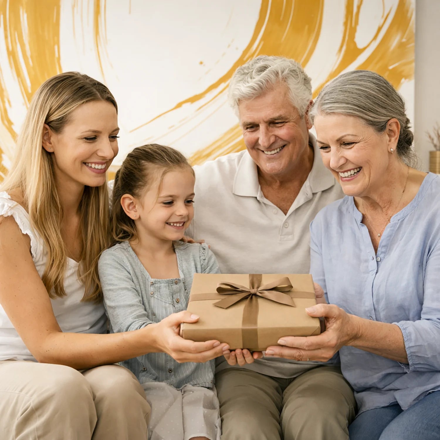 Image of Rodzinna ilustracja w bajkowym stylu - druk na szkle, personalizowany prezent