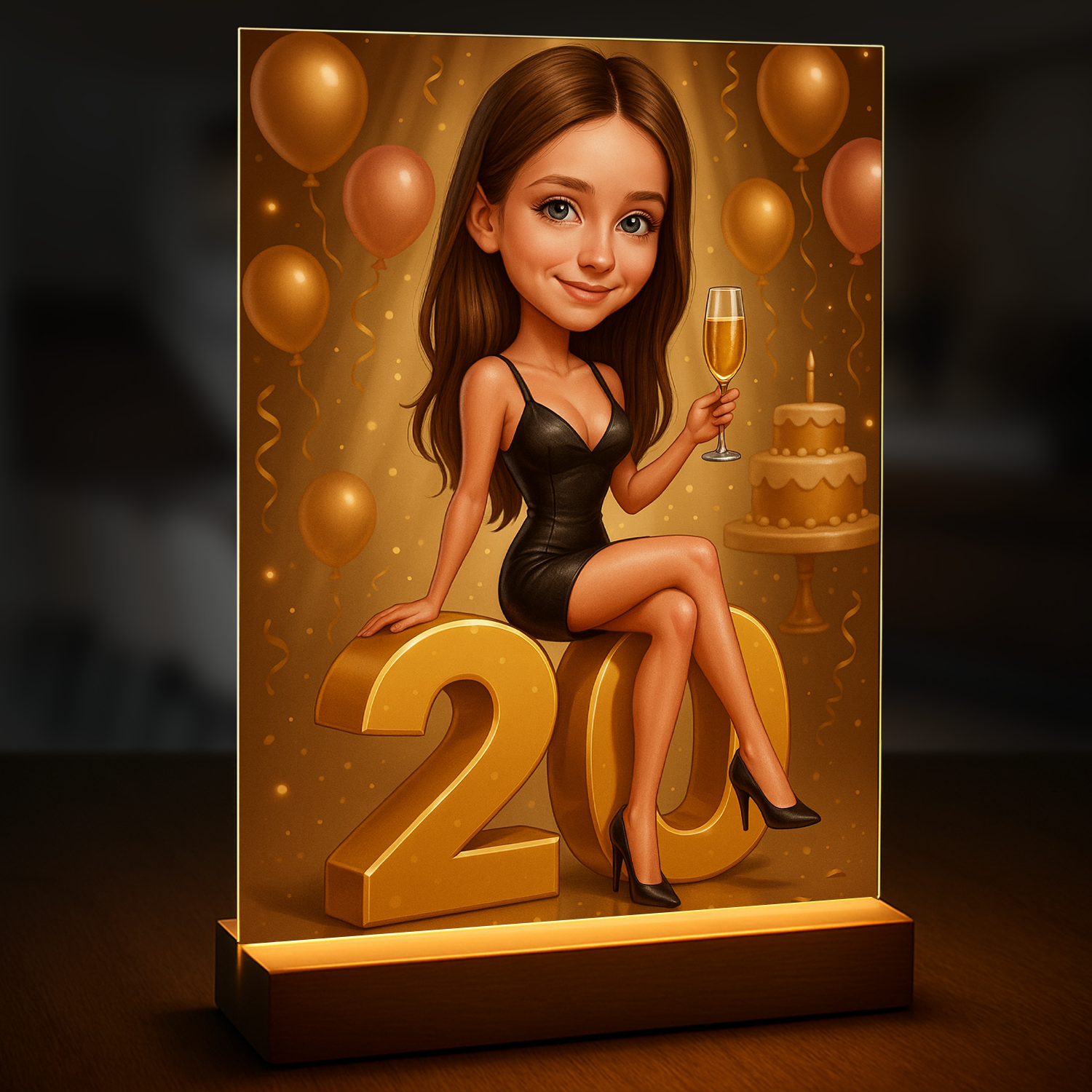 Ilustracja z okazji 20 urodzin - druk na szkle, portret z Twojego zdjęcia