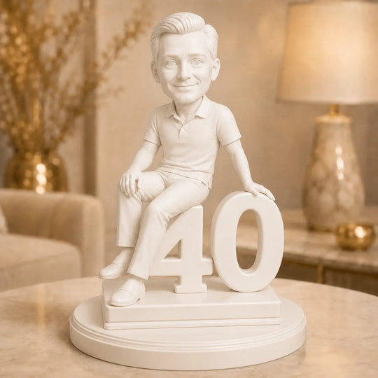 Wyjątkowy prezent dla niego na 40 urodziny – personalizowana figurka 3D w stylu karykatury na 40.