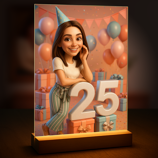 Ilustracja na 25 urodziny - druk na szkle, portret z Twojego zdjęcia