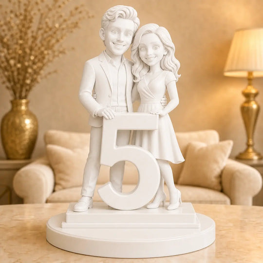 Prezent na 5. rocznicę dla pary – personalizowana figurka 3D Pięć lat razem