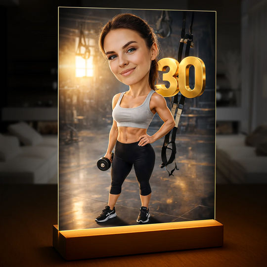 Pomysł na prezent dla niej na 30 urodziny - karykatura ze zdjęcia na szkle Sportowa Pasja