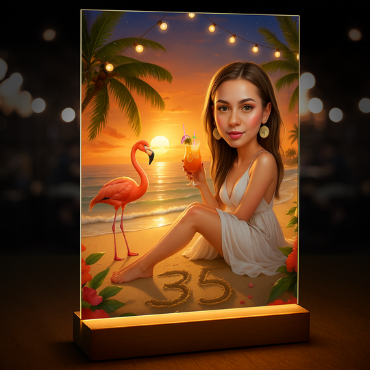 35 urodziny na plaży - druk na szkle, portret z Twojego zdjęcia