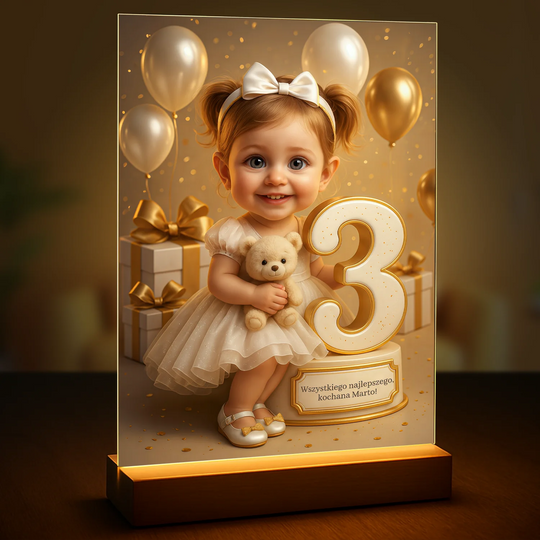 Z okazji 3 urodzin - druk na szkle, portret z Twojego zdjęcia