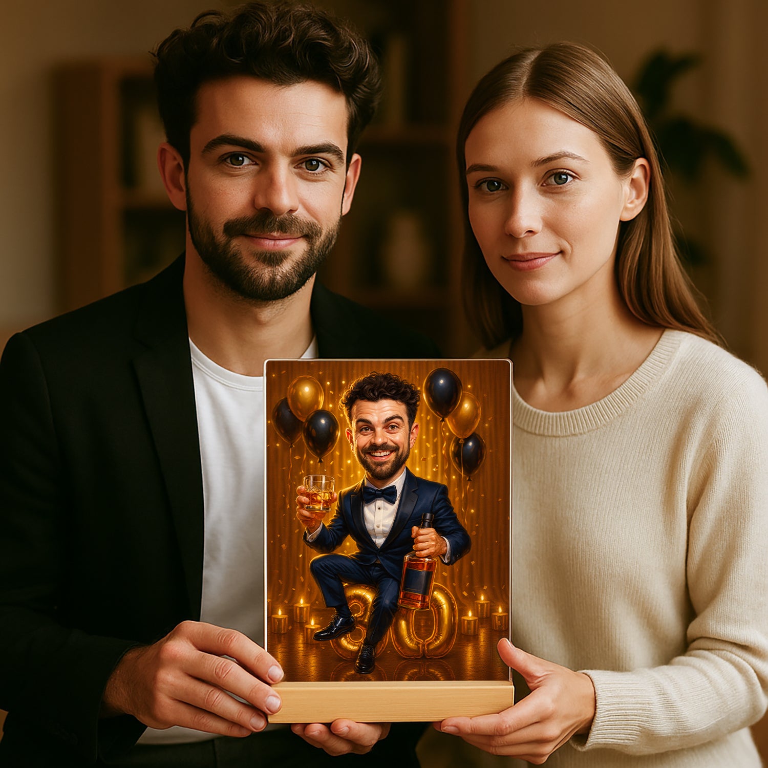 Image of Karykatura urodzinowa na 30. - druk na szkle, portret z Twojego zdjęcia