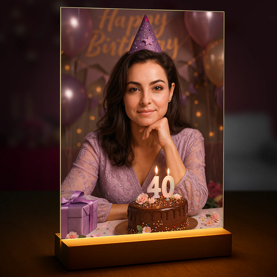 Jej urodzinowa ilustracja na 40. - druk na szkle, portret z Twojego zdjęcia