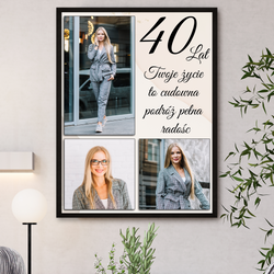 Image of Kolaż 3 zdjęć na 40. - plakat z Twojego zdjęcia