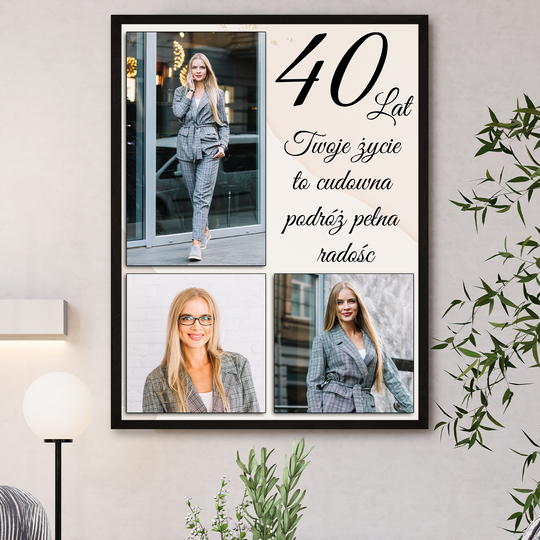 Kolaż 3 zdjęć na 40. - plakat z Twojego zdjęcia