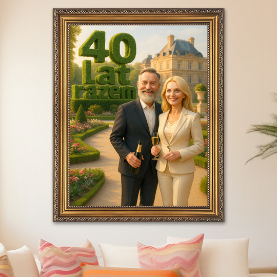 Portret pary z okazji 40 rocznicy - obraz na płótnie z Twojego zdjęcia