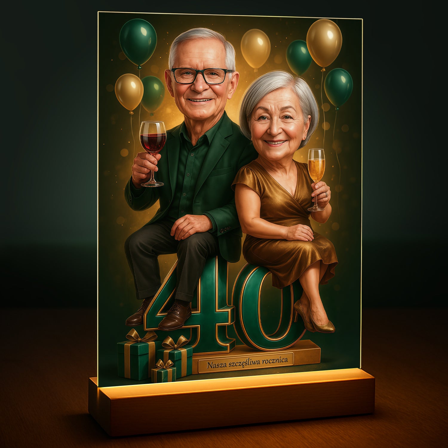 Szczęśliwe 40 lat razem - druk na szkle, portret z Twojego zdjęcia