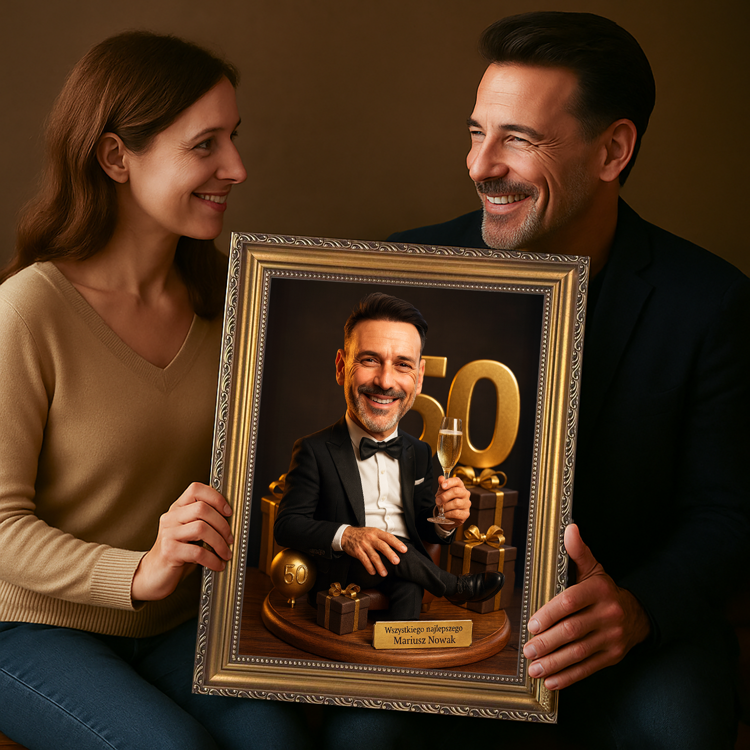 Image of Portret z okazji 50 urodzin - obraz na płótnie z Twojego zdjęcia